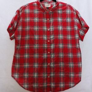 Universal Thread short sleeve button down plaid shirt size xxl red